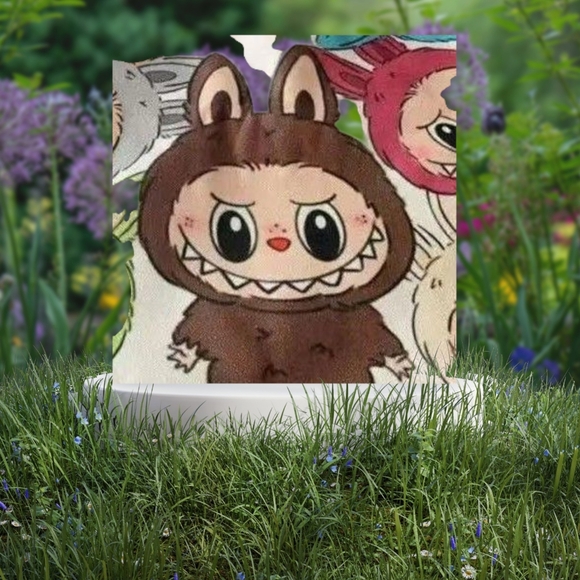 NEW  "The Monsters "  Canvas Tote Bag Brown Labubu White Pink - Picture 1 of 3